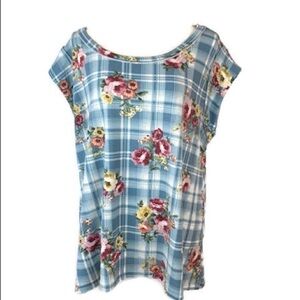 Easel Blouse Top Floral Print Cap Sleeve Flowy Size Medium